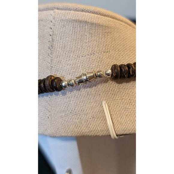 Vintage Brown Wood Bead Barrel Clasp 18.5" Necklace - Picture 5 of 7